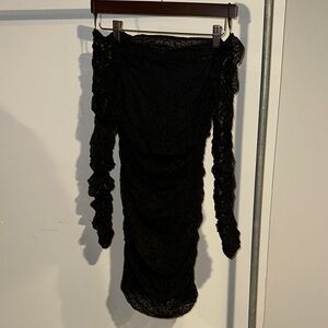 Forever 21 Black Lace Ruched Dress